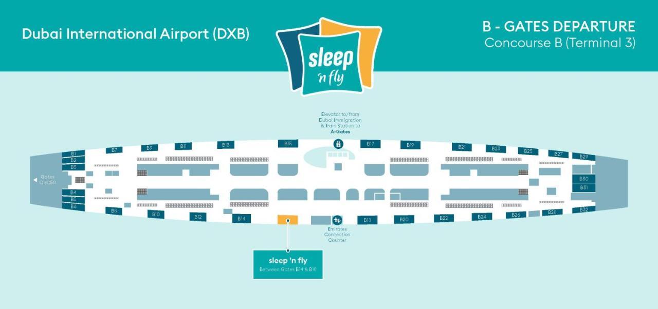 Sleep 'N Fly Sleep Lounge, B-Gates Terminal 3 - Transit Only Hotell Dubai Exteriör bild